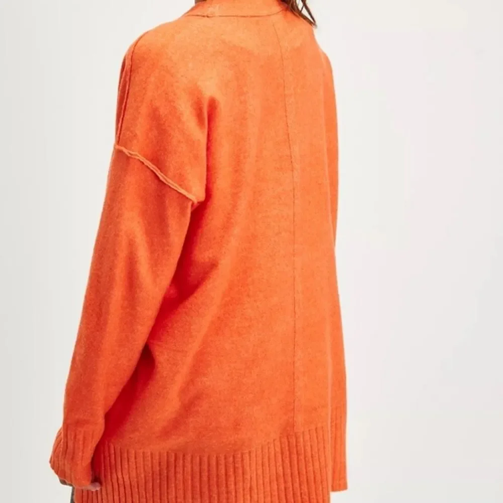Free People Orange Yellow Crew Neck Sweater NWT Sz M